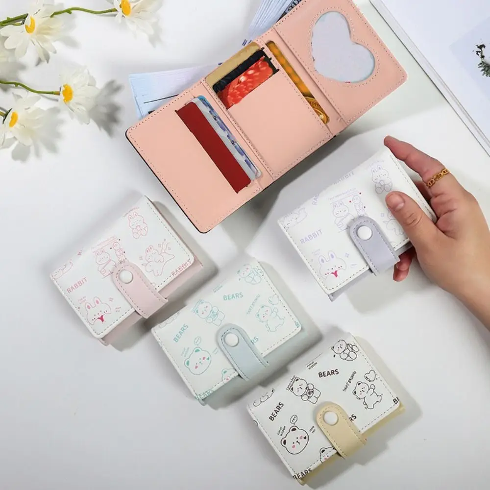 

Simple 3 Folds Mini Money Coin Purse PU Leather Cute Kitten Dog Credit Card Holoder Multi-slot Wallet Money Bag Cute Kitten Dog