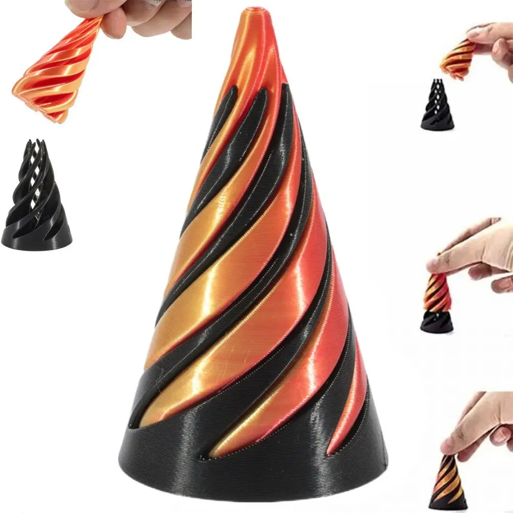 

2Pcs Passthrough Sculpture 3D Printed Spiral Cone Toy Decorative Ornaments Impossible Pyramid Mini Helix Nut Helix Screw Toy