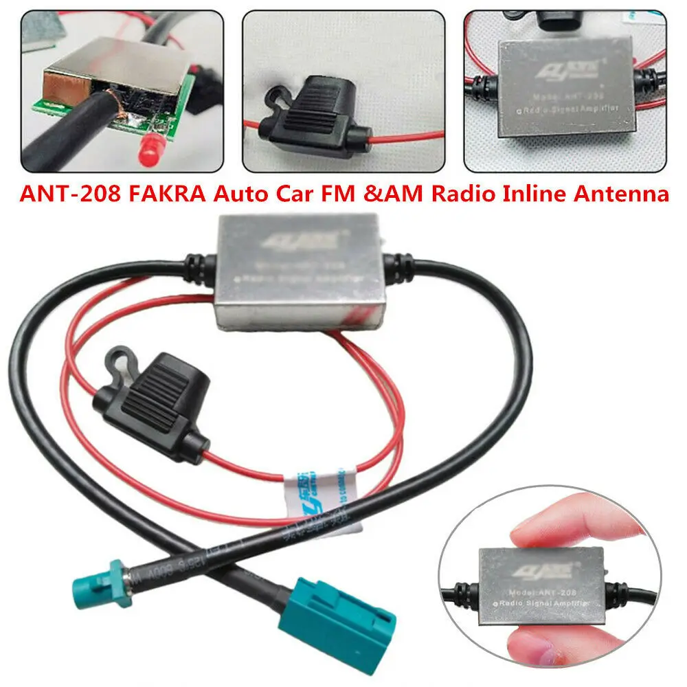 안테나 신호 증폭기 12V 라디오 교체 차량 와이어, ANT-208 액세서리, FAKR A FM & AM 인라인 플라스틱용, 1 개
