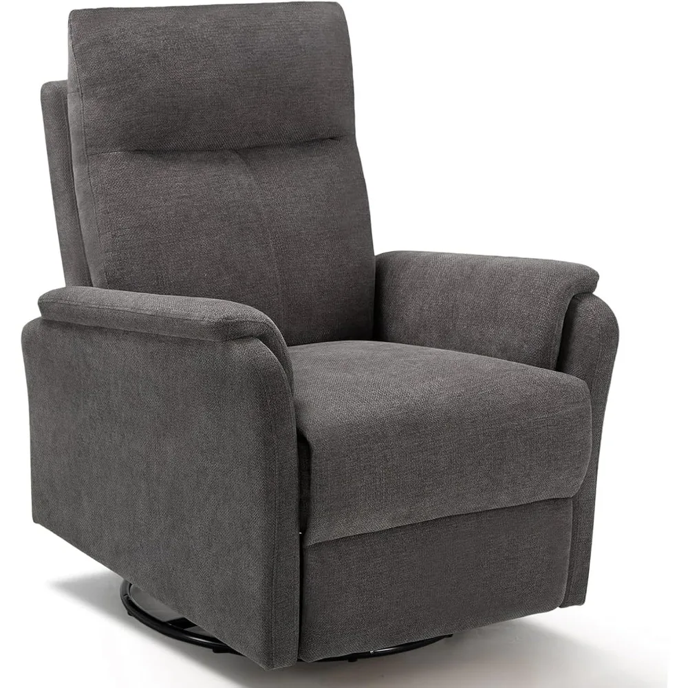 Swivel Recliner Chair with Footrest, Strong Glide Chair High Back with Double-Layer Cushion, Rocker Recliner for Nursery