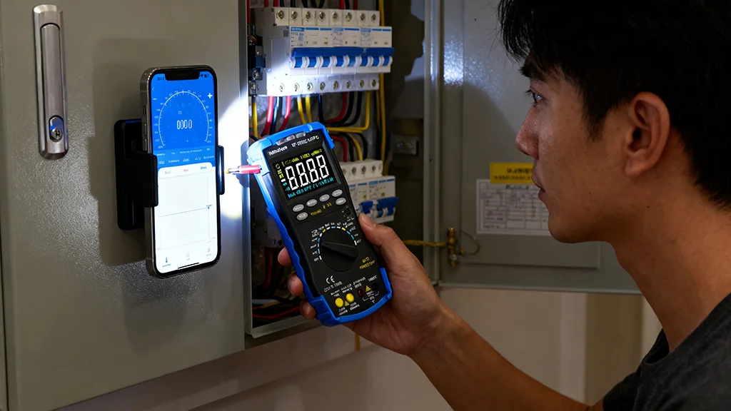 

HOLDPEAK Smart Multimeter with APP, True RMS 6000 Counts, Auto-Ranging for AC/DC Voltage/Current, Temp, Resistance, Capacitance