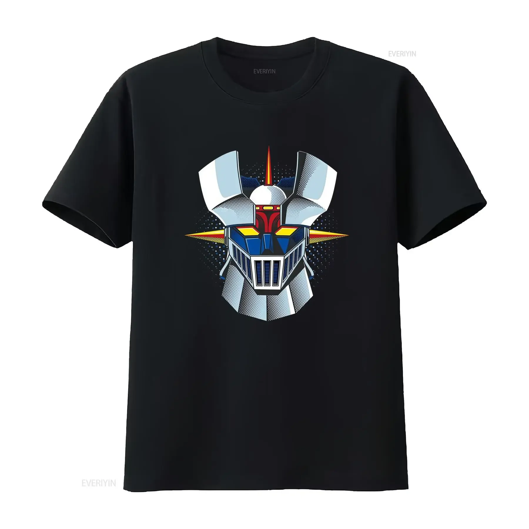 T shirt retrò da uomo con robot Blu navy girocollo vivace design a cartoni animati vestibilità ampia casual lavabile vintage