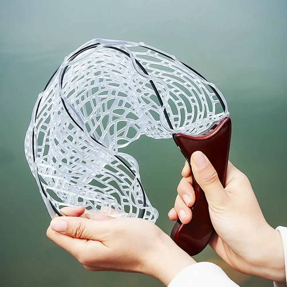 شبكة أرضية السمك بمقبض خشبي، شبكة سمك قابلة للطي للأطفال والكبار في المياه المالحة والمياه العذبة #3