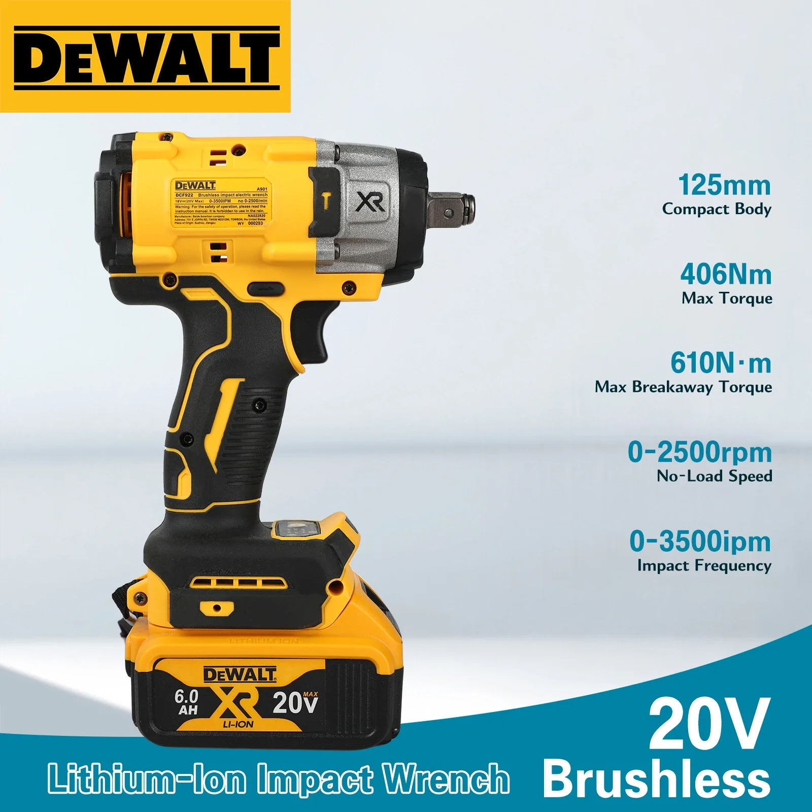 

Аккумуляторный ударный гайковерт DEWALT DCF922 20V MAX 1/2 дюйма - 205 Нм, 2500 об/мин, регулируемая скорость, без аккумулятора и зарядного устройства