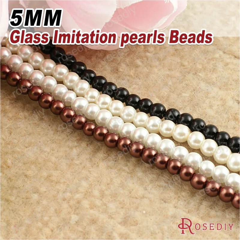 1 String,about 170 Beads 5MM Dyeing Color Glass Imitation Pearls Round Beads Ball Beads Jewelry Accessories Findings