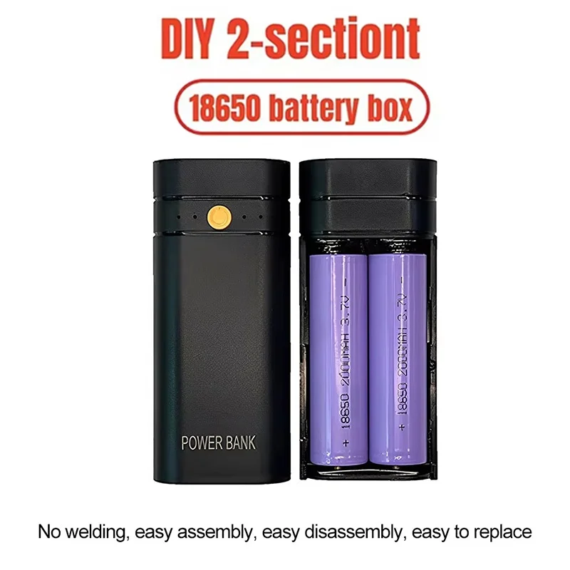 DIY Power Bank Box For Phone Electronic Charging Not Including Batteries 6000mAh 5V 2A 2X 18650 USB Type-C Battery Charger Case