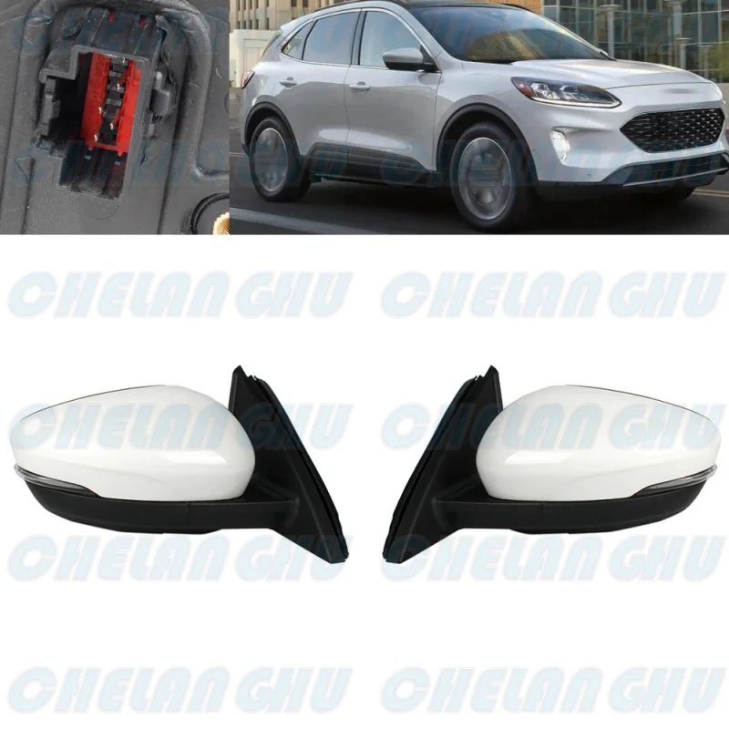 

1 Pair 5 Pins White Painted Power Adjust Turn Lamp Reversing Mirror Assembly For Ford Escape 2020 2021 2022 2023