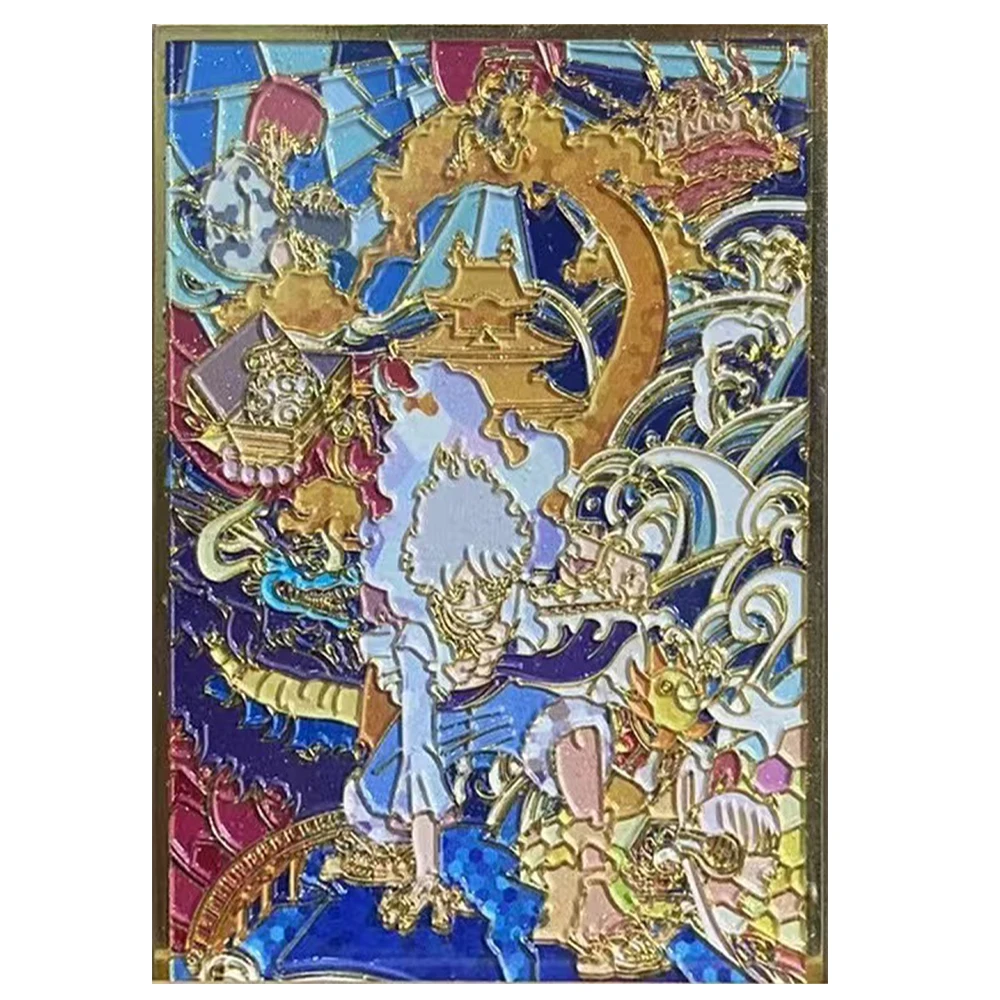 One Piece franc Metal Embossed Flashes Luffy Uta Shanks Yamato Hancock Zoro Collectible Cards Christmas Birthday Present