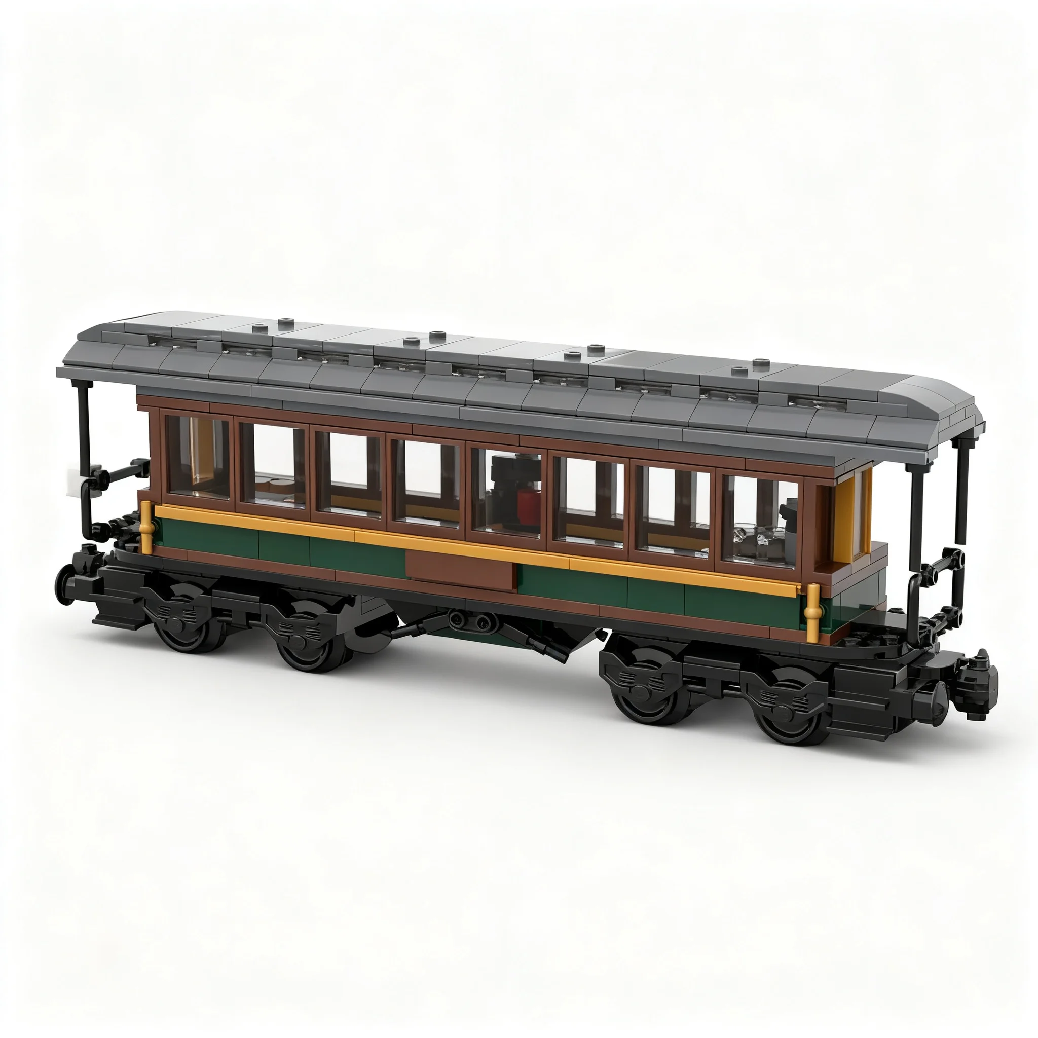 352pcs MOC City Trains Vintage Steam Train Passenger Coach MOD – Scale Extension Vintage Train Model Building Blocks DIY 3D