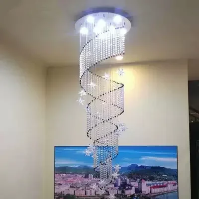 Imagem -05 - Lustre de Cristal k9 Espiral Moderno Luminária de Teto Grande com Luzes Led para Escada Longa Gu10led Instalação de Iluminação Interna e Escada