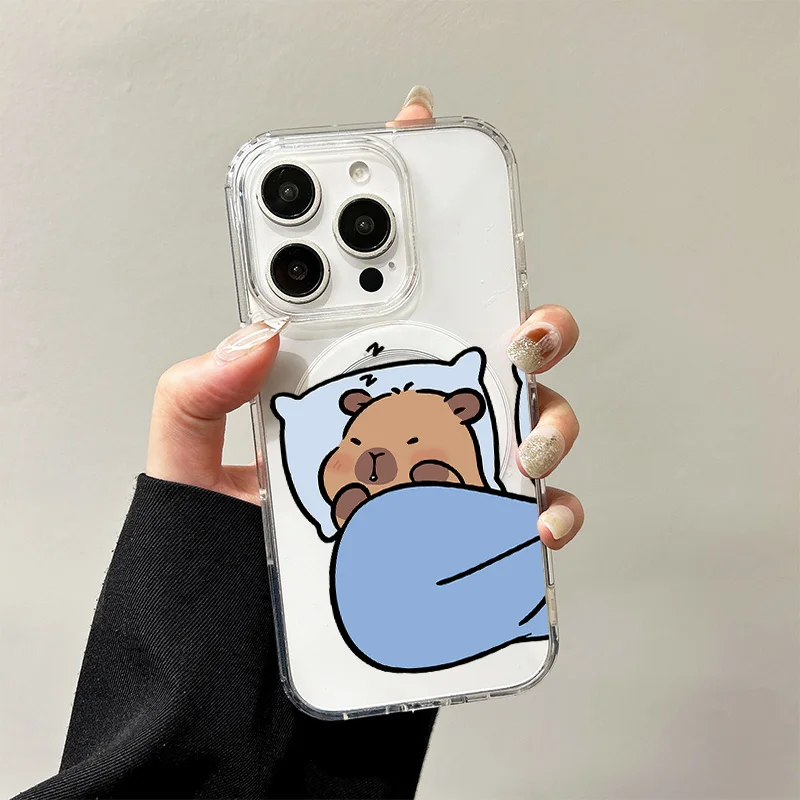 Funny Lazy Capybara Magnetic Case for Samsung Galaxy S26 S25 Edge S24 S23 Ultra Plus FE A57 A56 A55 A54 A36 A35 A17 A16 Cover