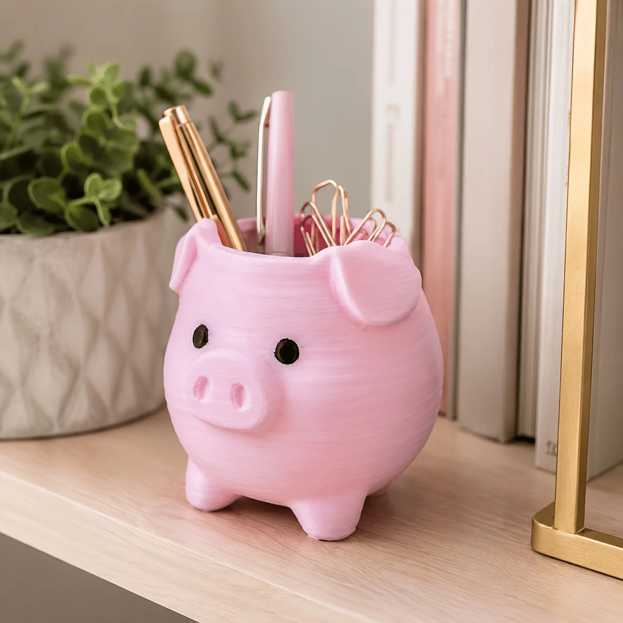 1-Piece Pink Cute Pig-Shaped Storage Bin, 3D Printed Cute Pink Pig Multi-Functional Storage Container, Creative Multi-Functional Desktop Storage Bin, Modern Pink Room Decoration, Desktop Anti-Fall Multi-Purpose Organiz