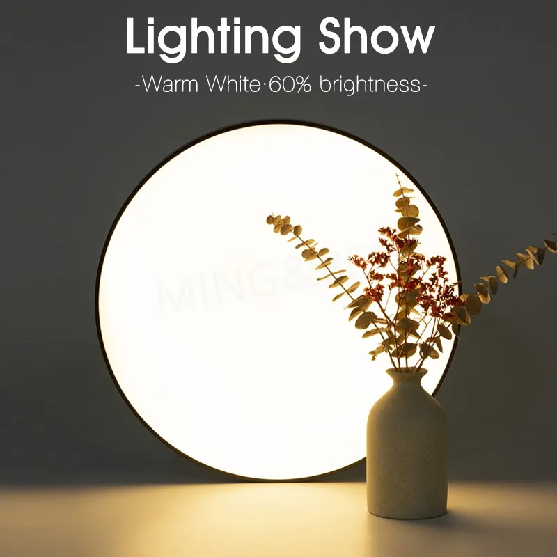 MING & BEN مصابيح سقف LED ذكية 18.5 بوصة مصباح سقف LED حديث مستدير مع تطبيق تحكم عن بعد عكس الضوء لغرفة النوم وغرفة المعيشة #2