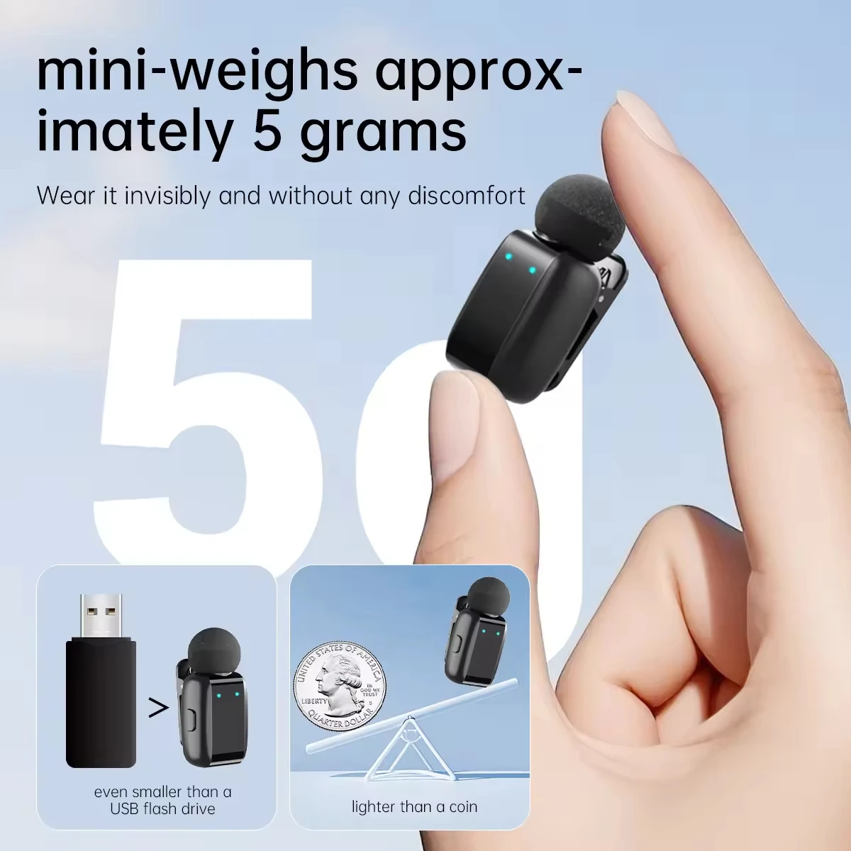  SX35 Super Mini Lavalier Microphone, Wireless Lapel Mic for Outdoor Live Streaming, Noise Reduction Compatible with Smartphone