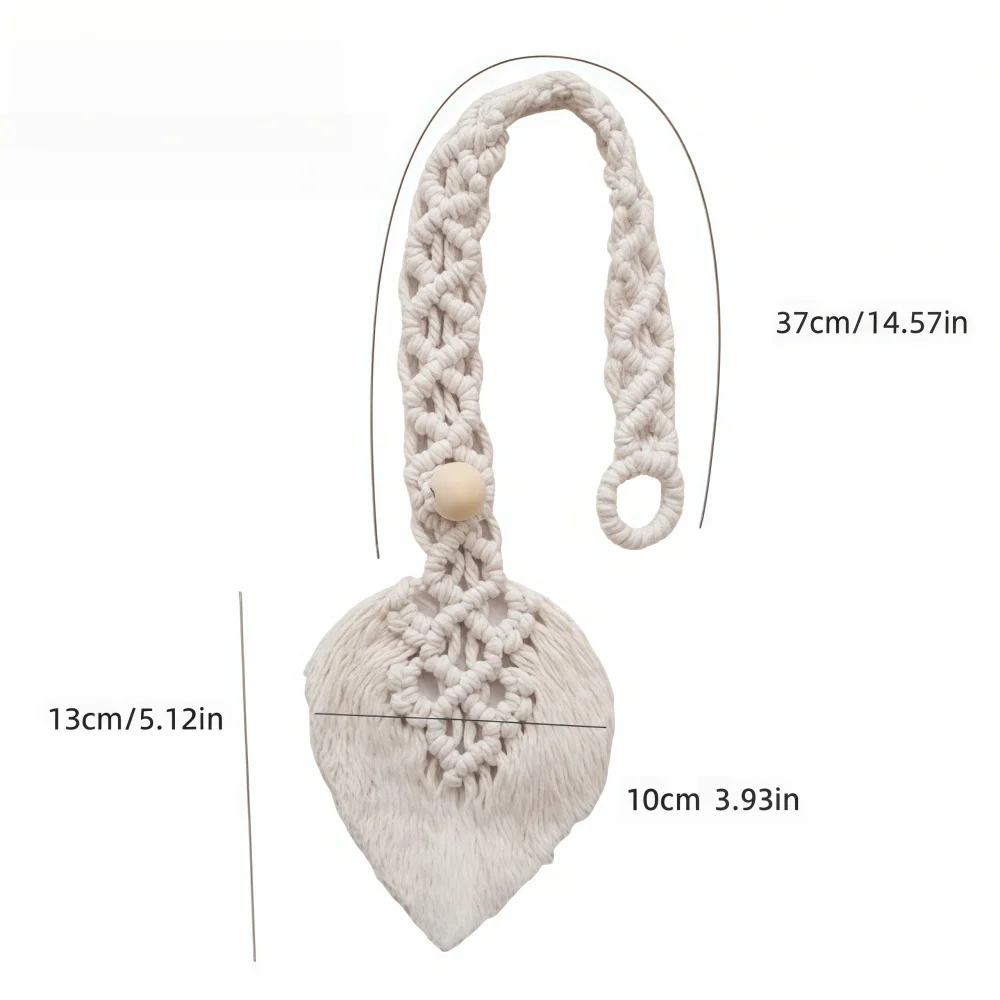 1PC  Bohemian Chic Cotton Curtain Tiebacks - Hand-Knitted, Adjustable Wooden Bead  Rope Accented Weaving Curtains