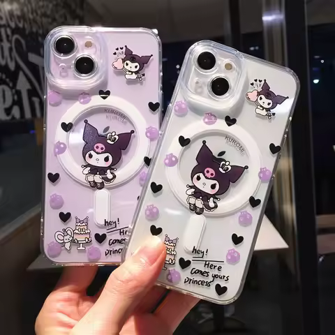 Cute Kuromi Magsafe Magnetic Phone Case for Samsung Galaxy S24 S23 S22 S21 S20 FE Plus Ultra 5G Soft Clear TPU Cover