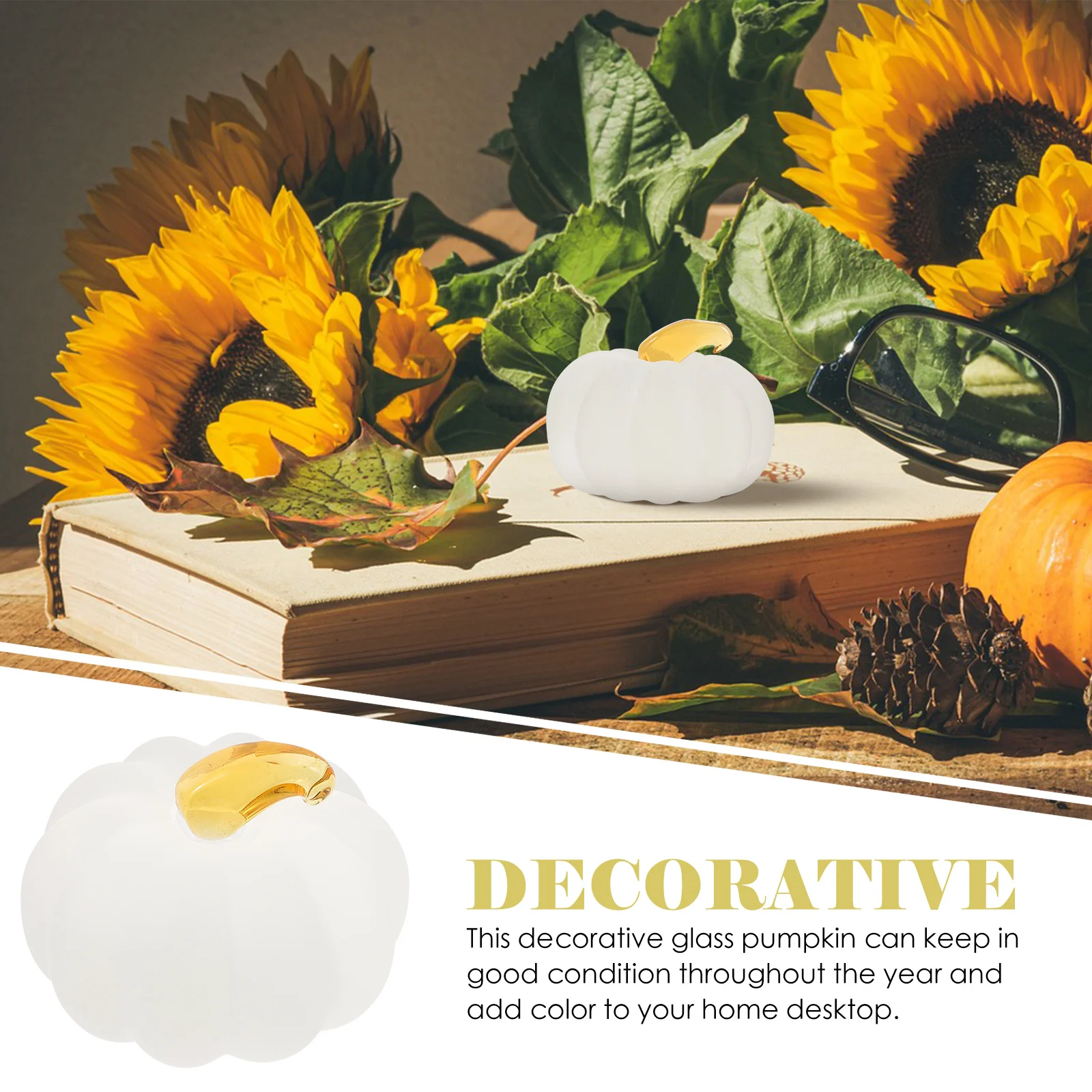 

Glass Pumpkin Decor Frosted Texture Exquisite Craft Home Decor Creative Shape Desktop Ornament Multi-Purpose Gift