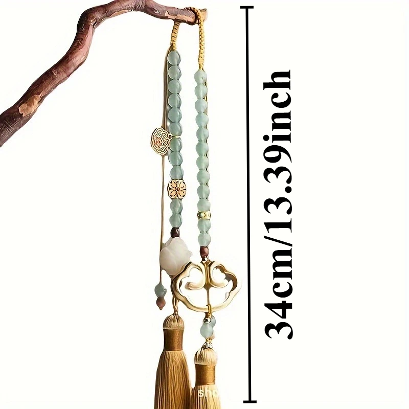 Car Hanging Pendant Ornament with Chinese Ruyi Gift with Tassel Feng Shui Fu Symbol Brings Peace & Safe Driving Luck Decoration