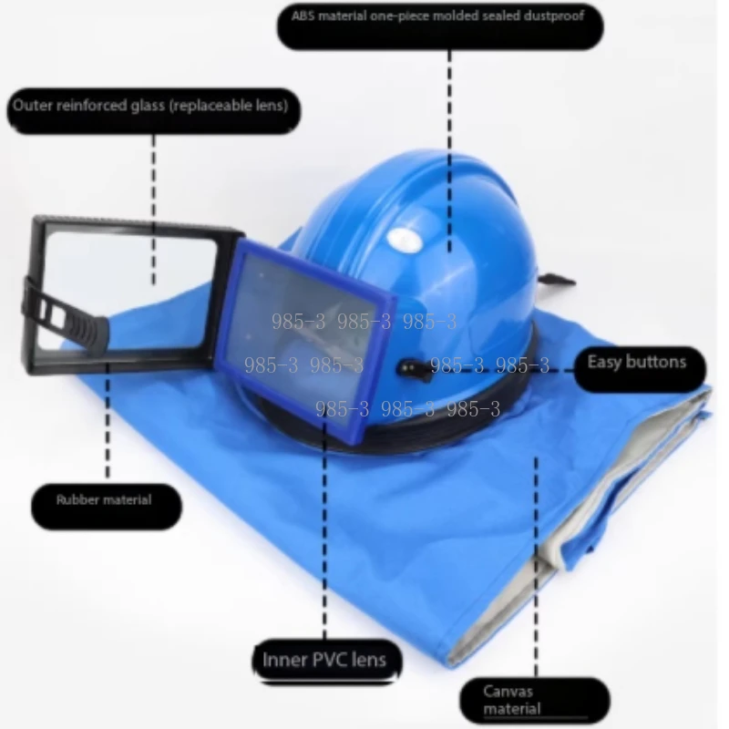 Oxygen Supply Sandblasting Helmet Blue Air Conditioner Integrated Sandblasting Protective Suit