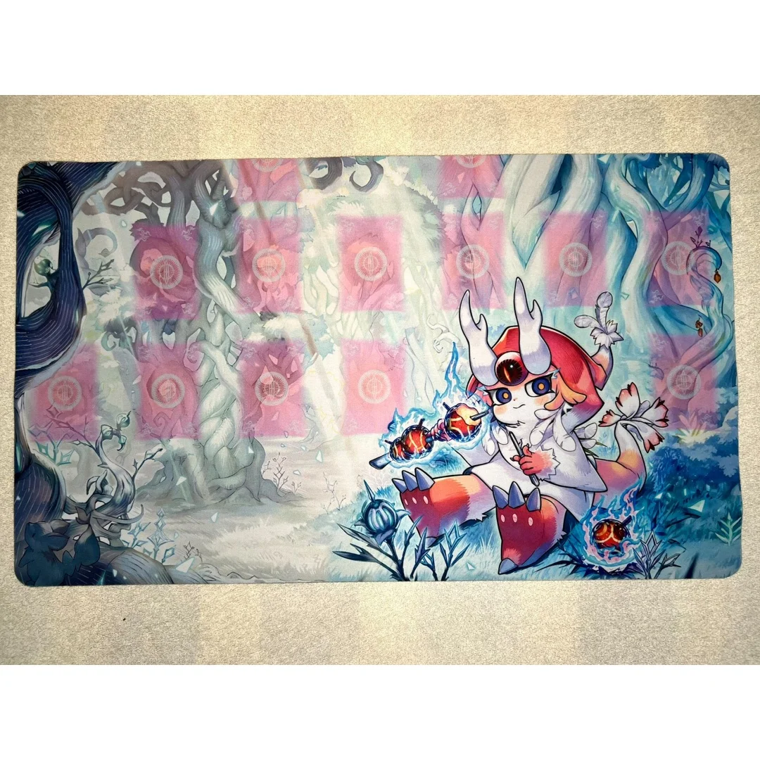 600x350mm Yu-Gi-Oh! Fire Fiend of The White Crow Forest DIY Playmat 2mm Seamless Edge Single Player Rubber Board Game Card Mat