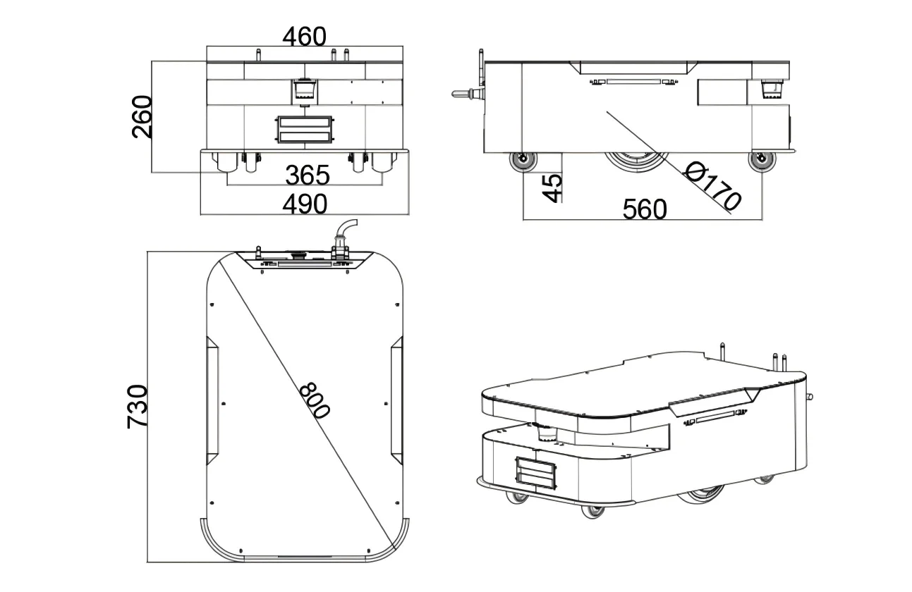 AGV Chassis 300KG Load Capacity Warehousing Material Handling Equipment Laser SLAM AMR Machine Robot Mobile Platform