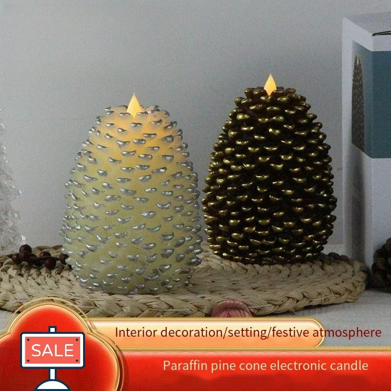 Cross-border Christmas Simulation Led Pine Cone Electronic Candle Light Souvenir Christmas Atmosphere Ornament Decorative Light
