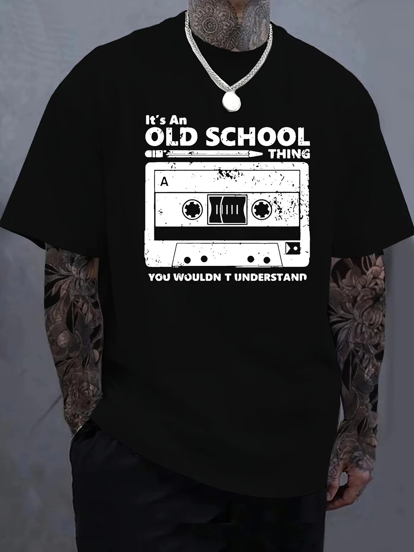 OLD SCHOOL CASSETTE White Classic Tape Pencil Retro T-Shirt Cotton Graphic Tee Men Women Summer Streetwear
