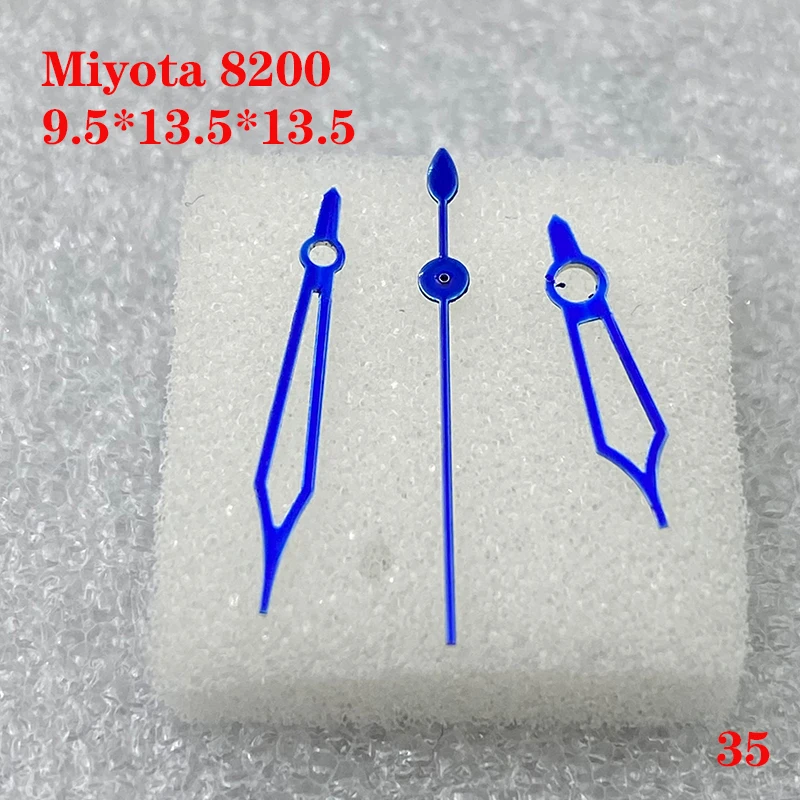 Watch Accessories Watch Hand 3 Needles for Miyota 8200 Movement Size 9.5mm*13.5mm*13.5mm Man\'s blue luminous No.035