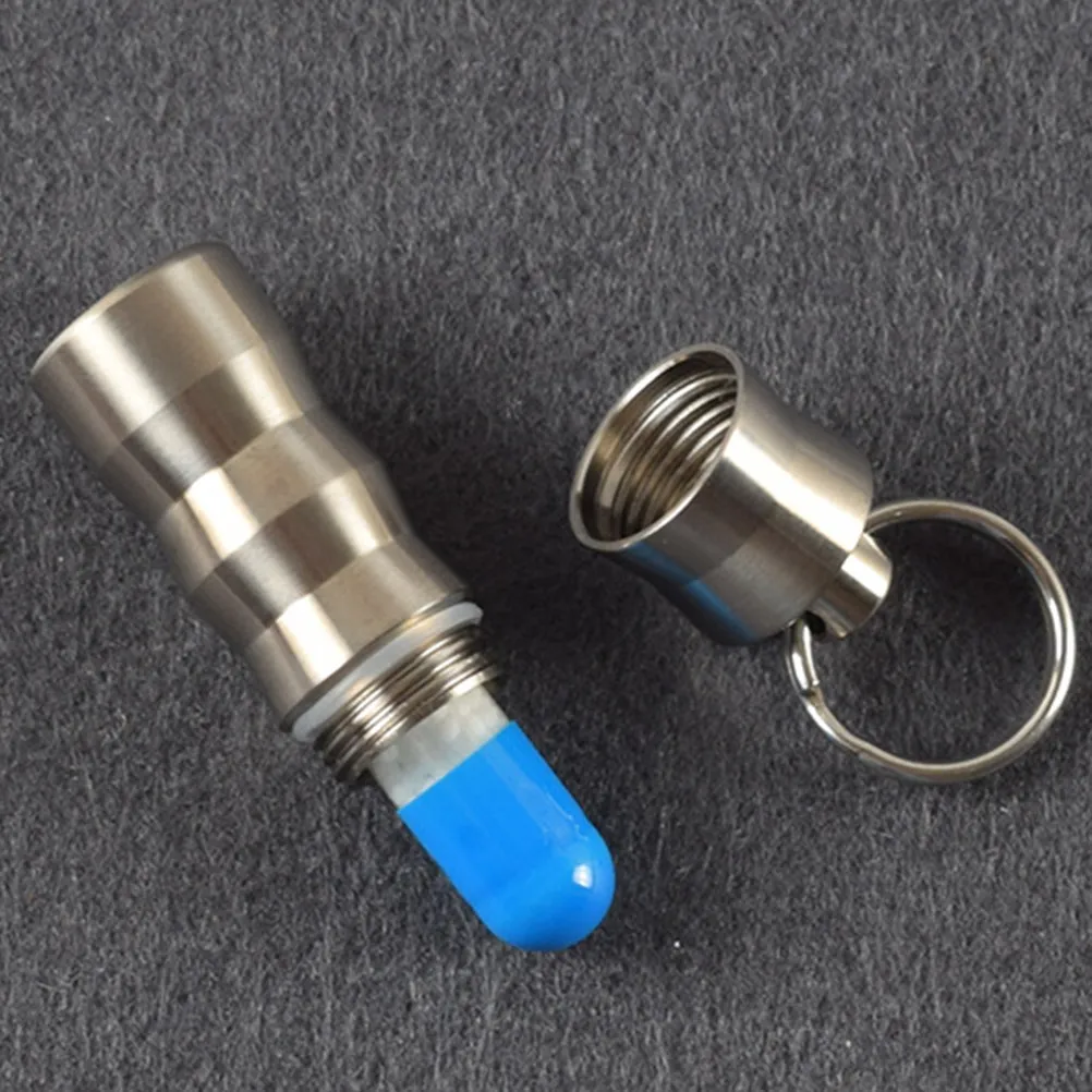 

Titanium Mini Pill Box Waterproof Emergency Outdoor Portable Vitamin Capsule Container with Keychain for Travel Hiking Camping