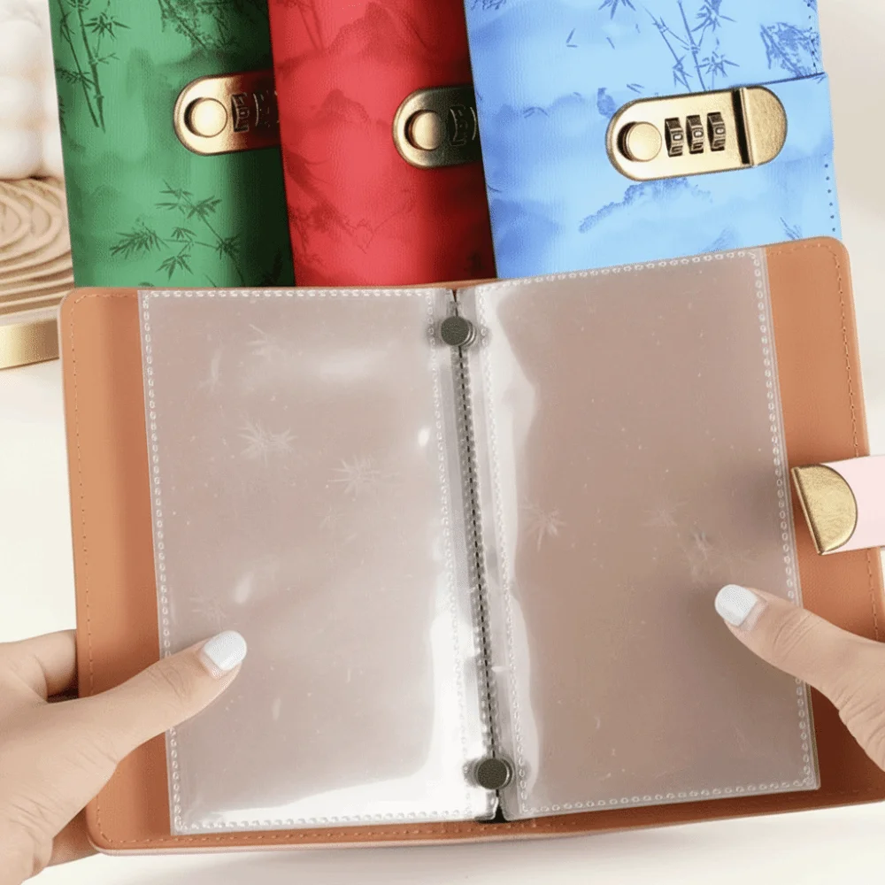 Waterproof Savings Challenge Binder Multi Pockets Password Lock Fixed Deposit Book PU Vintage Budget Bill Planner Cash Saving view 4