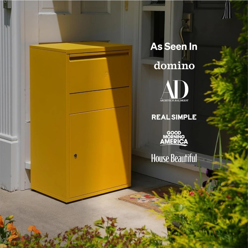 صندوق توصيل كبير الحجم مقاس 36 × 20.5 × 15 خارجي قائم بذاته مضاد للسرقة صندوق قطرة الطرود باللون الأسود