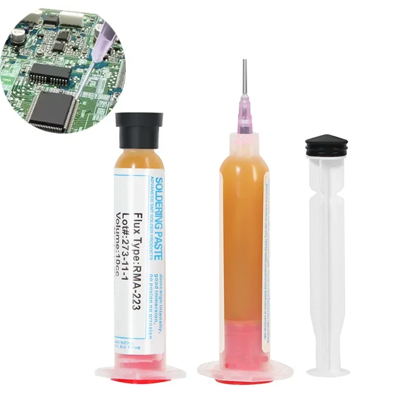 

10cc Solder Soldering Paste Flux Grease with Needle RMA-223 for Chips LED BGA SMD PGA PCB DIY Repair Tool