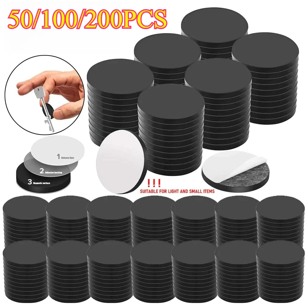 Flexible Magnetic Dots with Strong Adhesive - 50/100/200pcs Circular Rubber Sheets for Home and Office Use