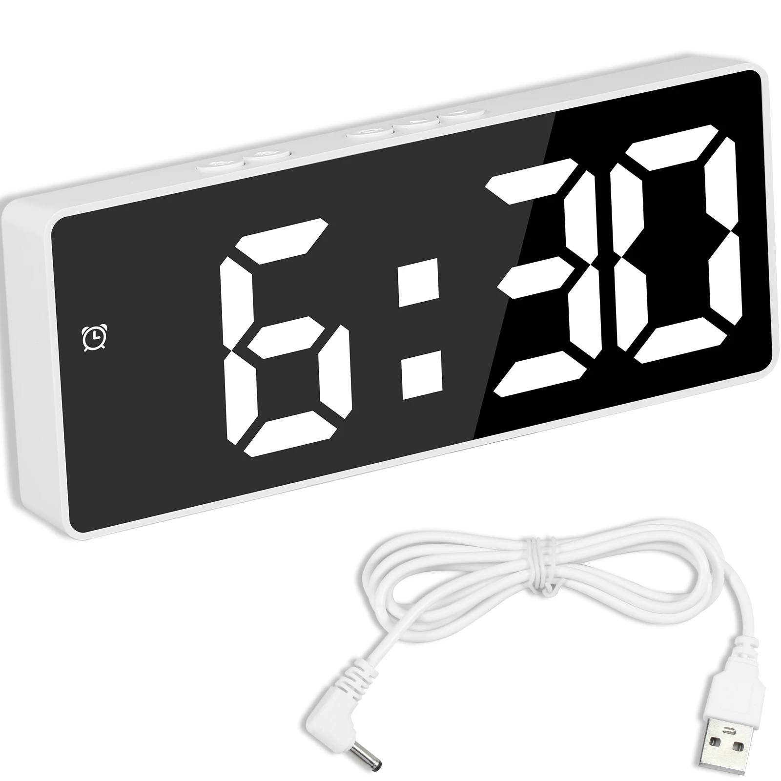 1/5 sets Voice Control Digital Alarm Clock Large Display Bedside Clock with Temperature Display Snooze Function Electronic Clock