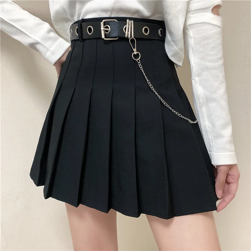 Sommer Frauen Eisenring aushöhlen hohe Taille Rock dunkle gotische Miniröcke sexy Gothic Kleidung schwarz coole Mädchen Streetwear