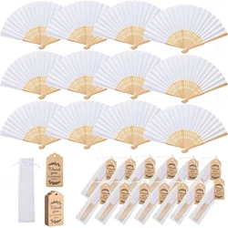 12-200Sets White Hand Fans Wedding Gifts for Guests Bamboo Foldable Paper Fan Elegant Wedding Party Favors Wedding Dancing Props