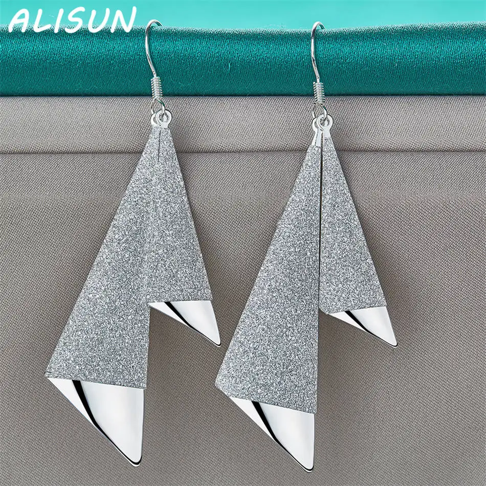 ALISUN 925 Sterling Silver Frosted Geometric Earrings Drop Earrings For Women Fashion Jewelry Charm Noble Wedding Accessories