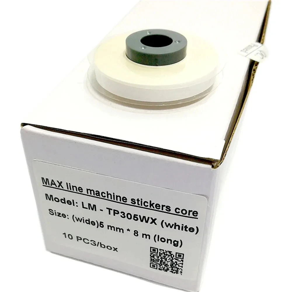 10PCS Label Maker Tape 5mm 9mm 12mm White Yellow Sticker Core For MAX Typewriter Wire Tube Marking Machine LM-380E, LM-390A/PC