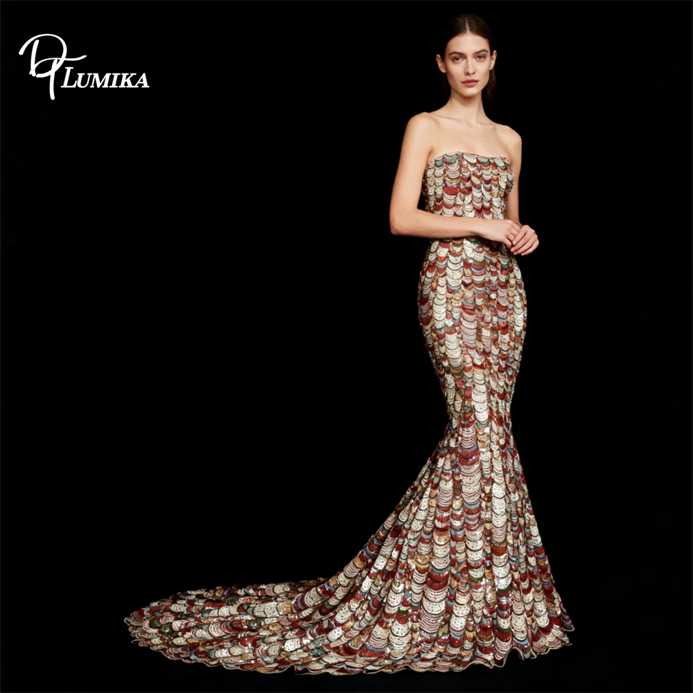 

DTLumika New Design Mermaid Evening Dress for Women, Sleeveless Sheath Sequins Maxi Gown Formal Dress for Prom Party Pageant