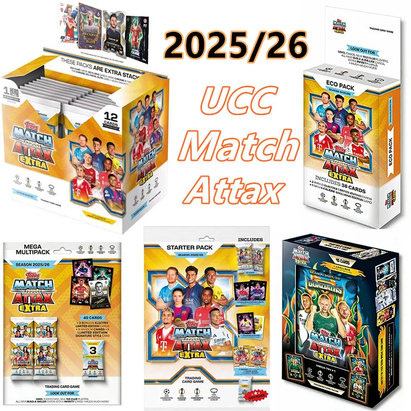 

Новый сезон 2026: Коллекционные карточки Topps UCC Match Attax 2025/26, полный набор бустерных пакетов, серия карточек футбольных звезд, подарки для фанатов