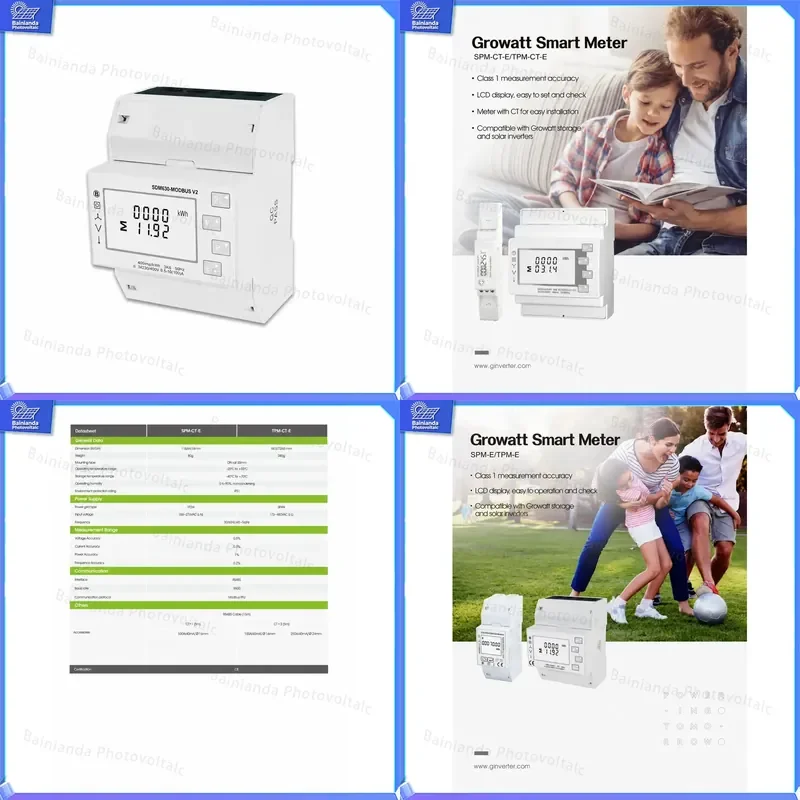 Smart Meter for Solar Inverter RS485 Communication Three Phase Single Phase Support CE Certified ESS Accessories Energy