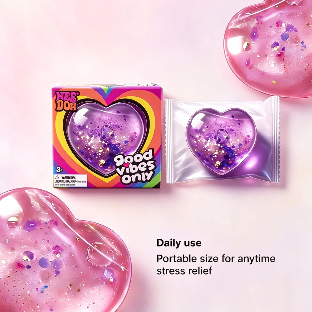 New NeeDoh Heart-shaped Squishy Toy Soft and Comfortable Touch, Non-sticky, Fast Rebound, Cute and Compact, Portable Palm Toy