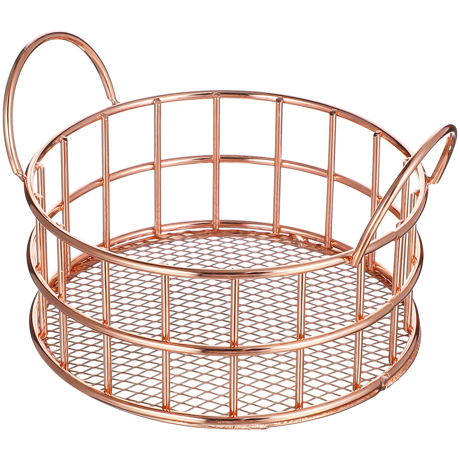 

Metal Storage Basket Round Art Container Sturdy Makeup Snack Sundries Organizer Box for Living Room Desktop Metal Storage Basket