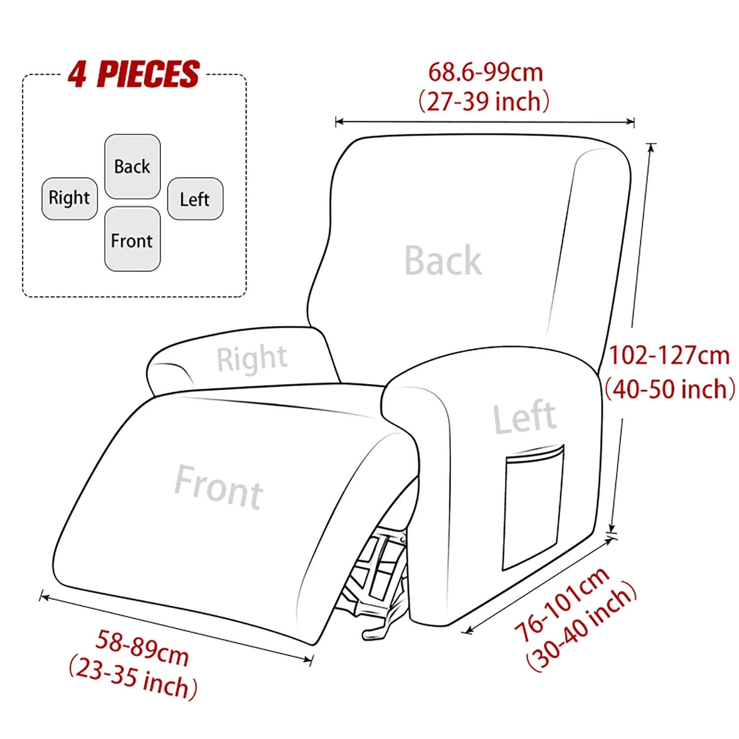 Thicken Recliner Sofa Cover 1 Seater Stretch Relax Armchair Cover Stretch Lazy Elastic Jacquard Couch Chair Cover For Home Room