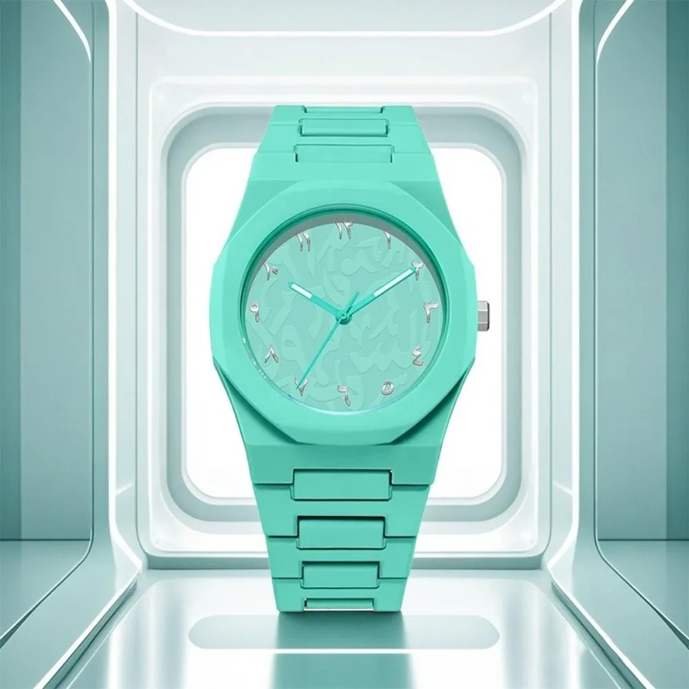 Arabic Dial Waterproof Watch Plastic Strap Color Strap Quartz Watch Exquisite Design Round Dial Student Sports Wristwatches