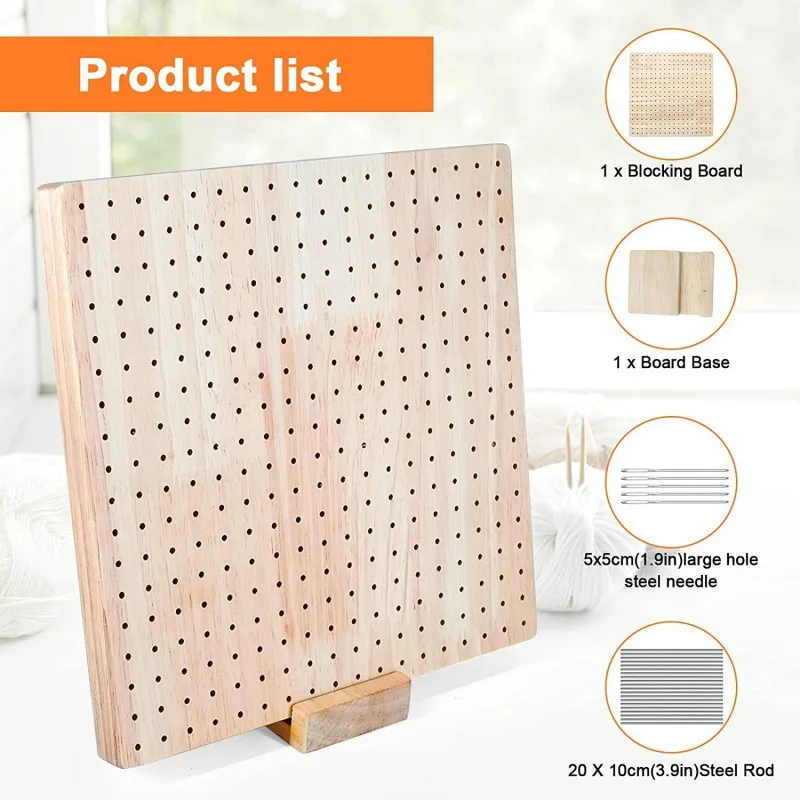 Bamboo Wooden Granny Square Crochet Blocking Board Wool Weaving Board Weaving Shaping Wood Hole Board For Knitting Crochet Gifts