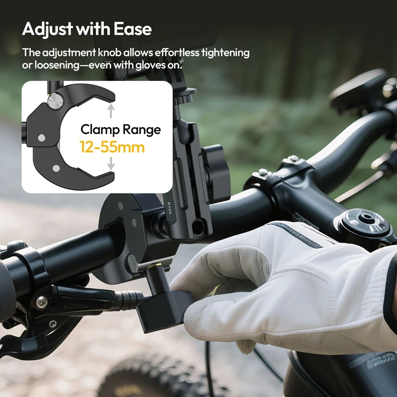 Ulanzi R105 دراجة السكك الحديدية جبل المشبك 360 °   مقبض قابل للتعديل مع حامل 1/4 بوصة لإضاءة التصوير الفوتوغرافي لشاشة كاميرا الحركة Insta360