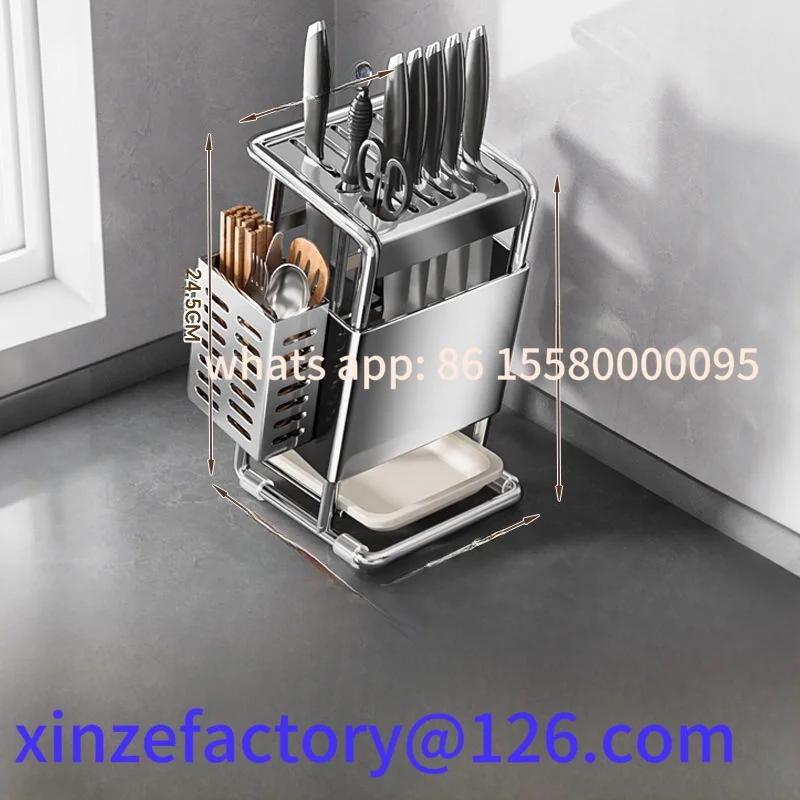 Customizable Stainl Steel 304 Holder Kitchen Countertop Knife Base Multi-Function Tools