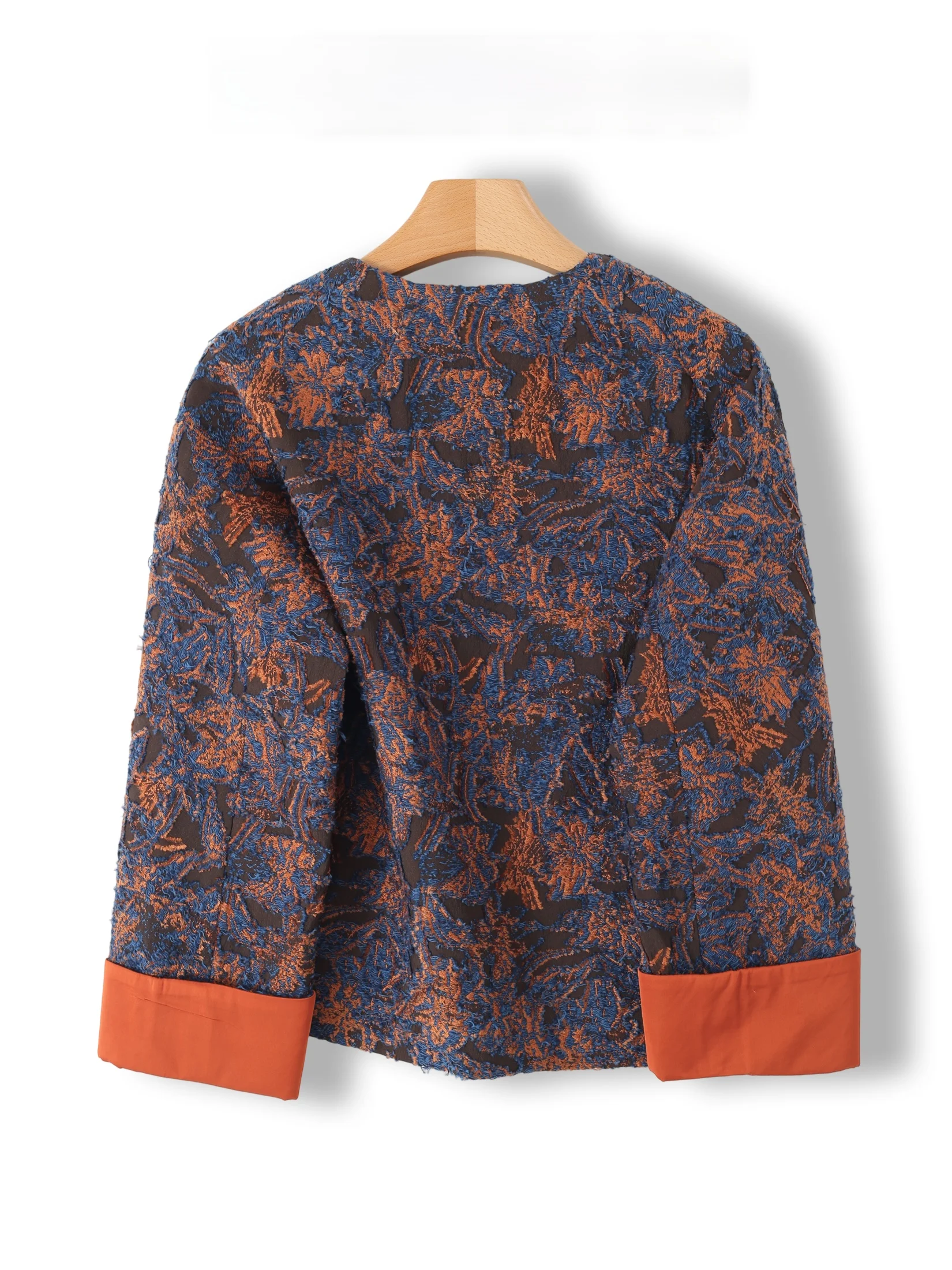 New Chinese Style National Trend Velvet Embroidery Color Block Short Jacket Women Retro Button up Top Fashionable Outerwear