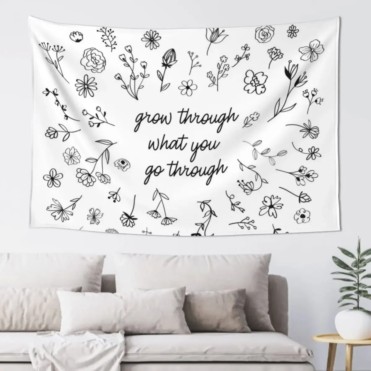 Go Through What You Grow Through Tapestry Funny Anime Decor Tapestry